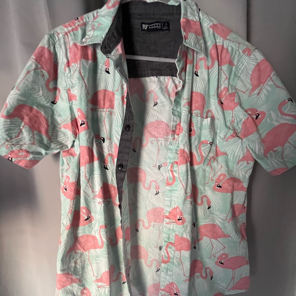 Button up flamingo shirt